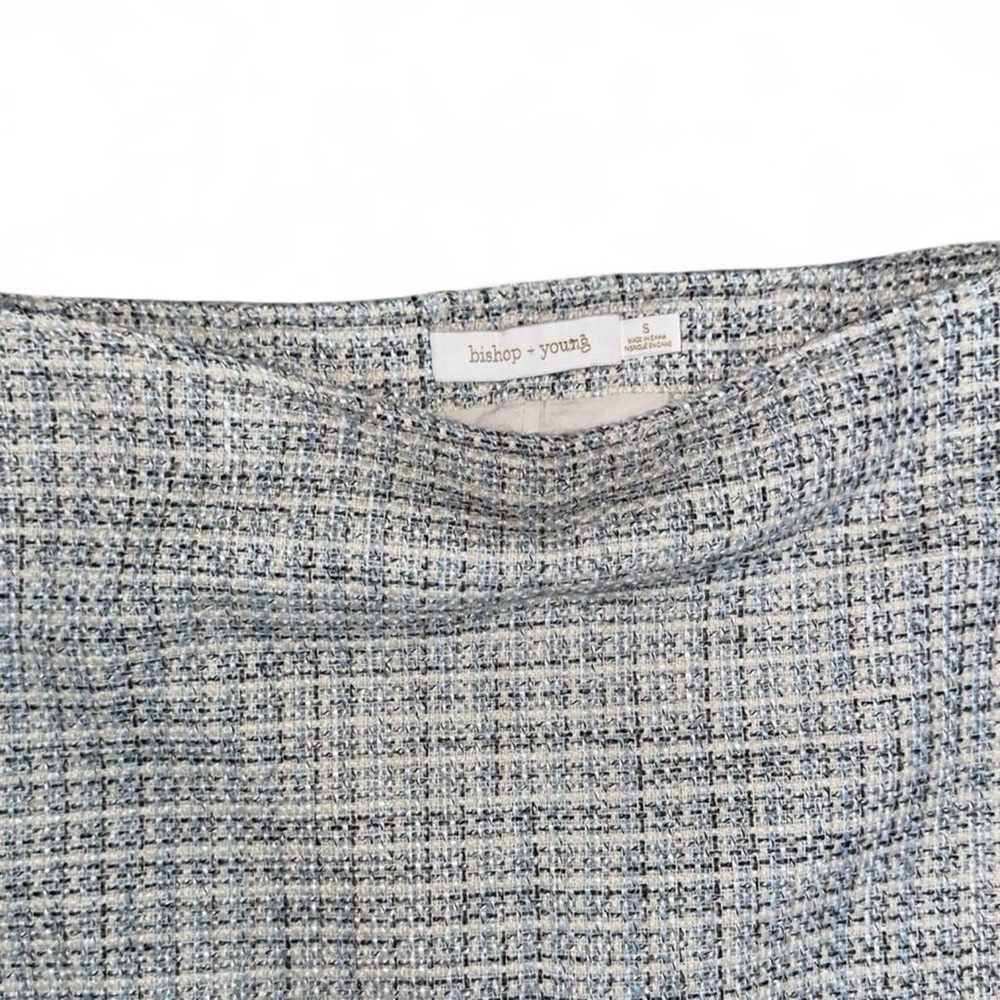 Bishop + Young Women's Tweed Mini-Skirt Fringe Hem Zipper Ivory - Picture 3 of 7